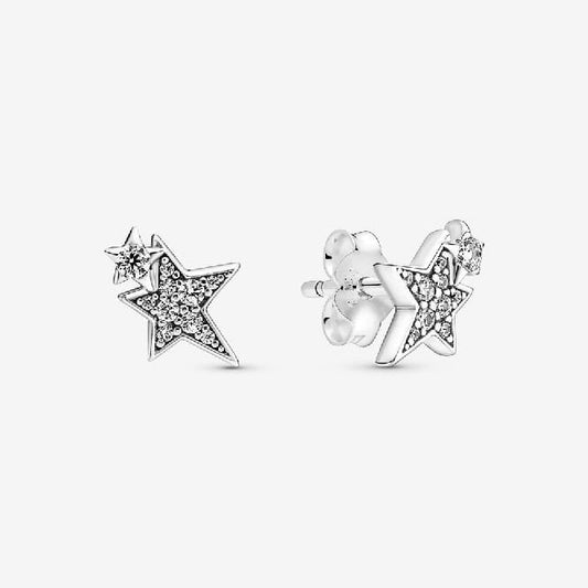 Sparkling Asymmetric Stars Stud Earrings