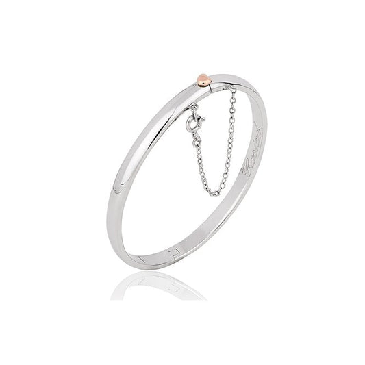 Cariad Silver Bangle with Safety Chain