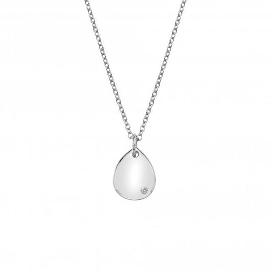 Silver Thoughtful Teardrop Pendant Necklace