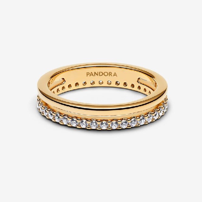 Gold Double Band Ring, Size 56