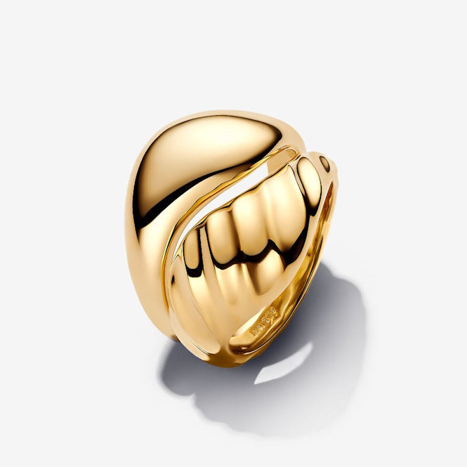 Gold Rippled Stacking Rings, Size 48