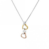 Silver Trio Triple Heart Pendant with Gold & Rose Gold