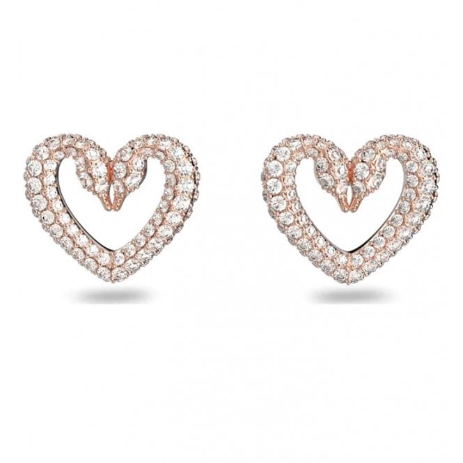 Sublima Small Heart Stud Earrings with White Crystal in Rose Gold