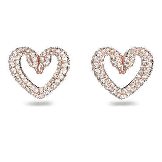 Sublima Small Heart Stud Earrings with White Crystal in Rose Gold
