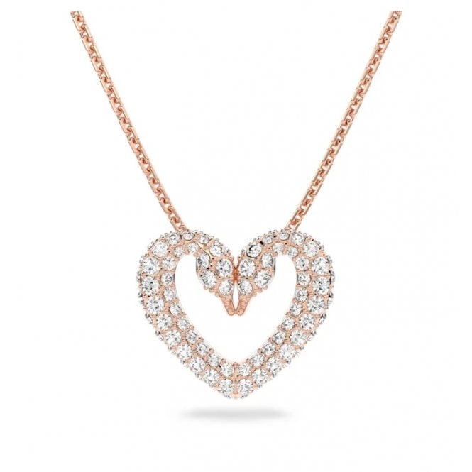 Sublima Small Heart Pendant Necklace with White Crystal in Rose Gold