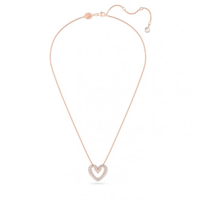 Sublima Small Heart Pendant Necklace with White Crystal in Rose Gold