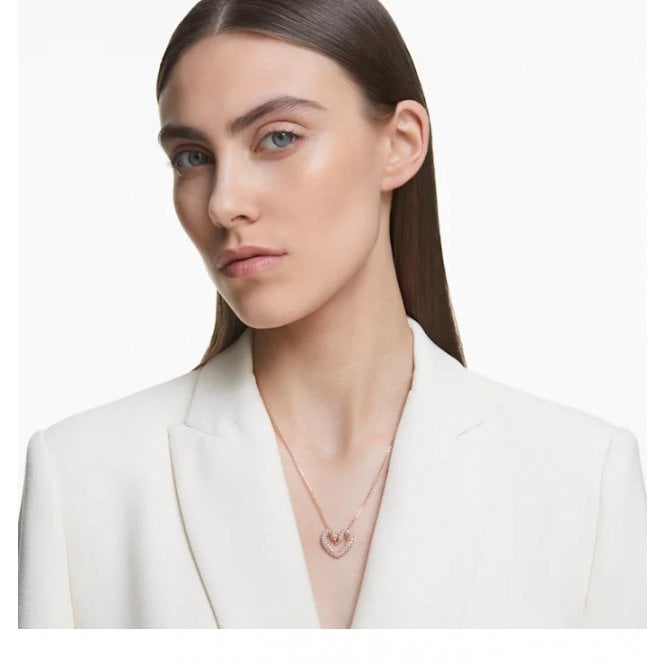Sublima Small Heart Pendant Necklace with White Crystal in Rose Gold