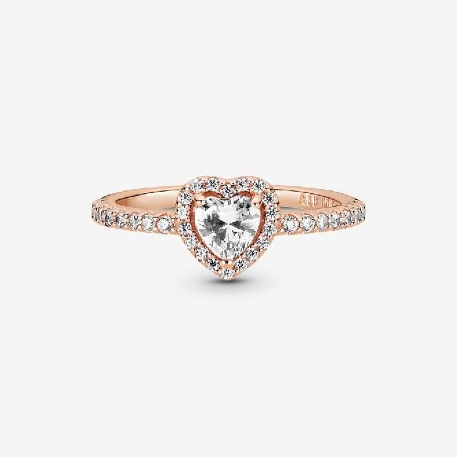 Rose Sparkling Elevated Heart Ring, Size 52