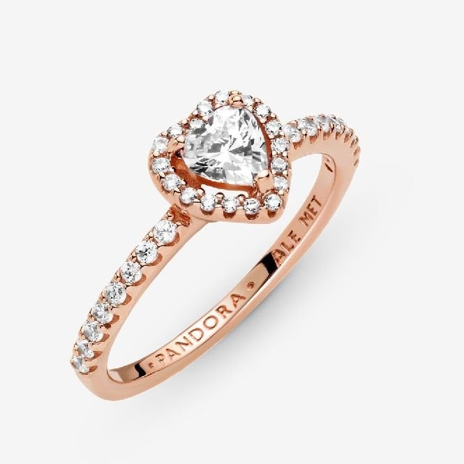 Rose Sparkling Elevated Heart Ring, Size 54