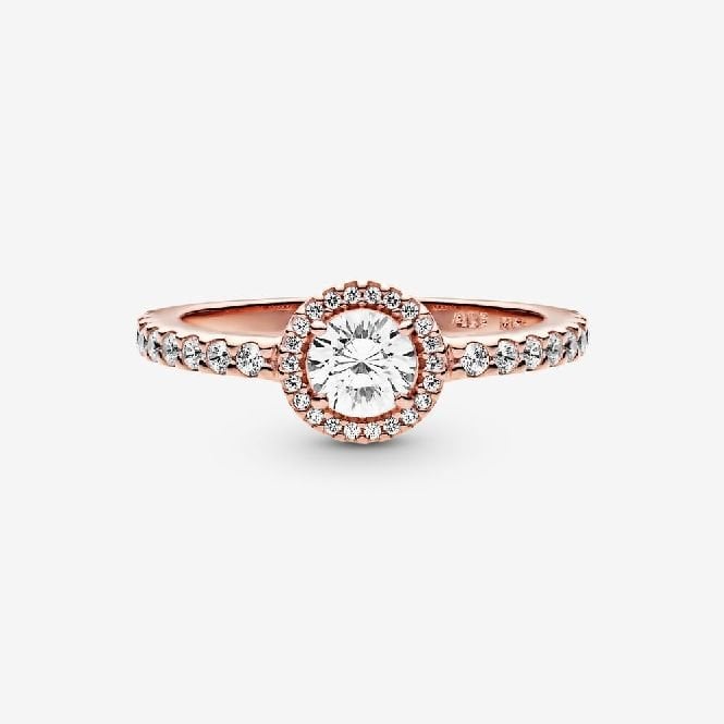 Rose Classic Sparkle Halo Ring, Size 54