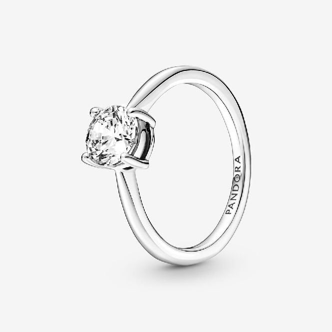 Sparkling Solitaire Ring, Size 54