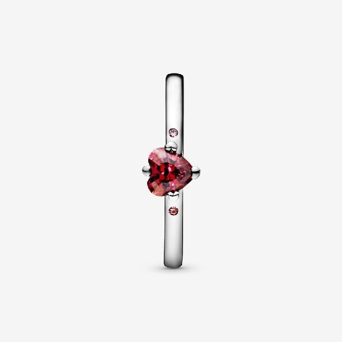 Sparkling Red Heart Ring, Size 56