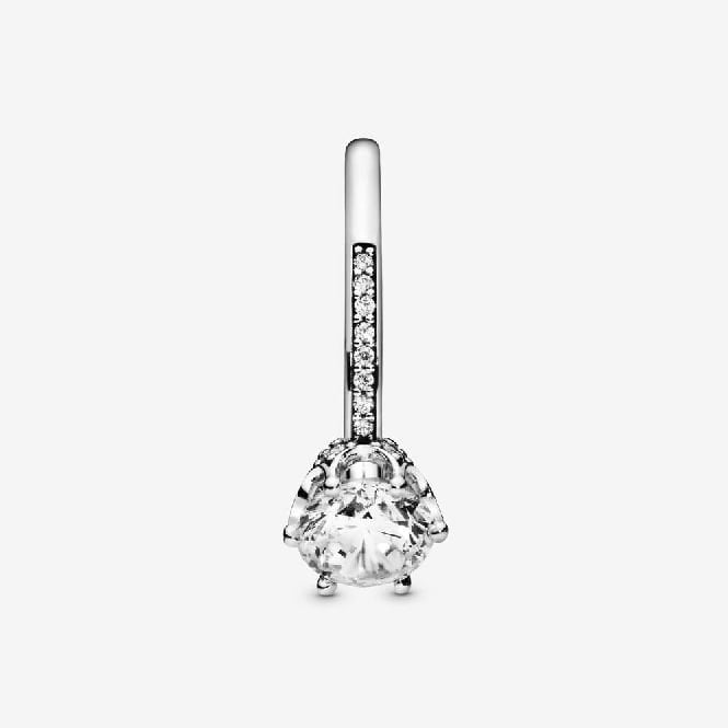 Clear Sparkling Crown Solitaire Ring, Size 56