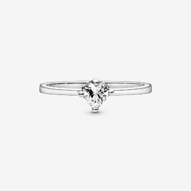 Clear Heart Solitaire Ring, Size 52