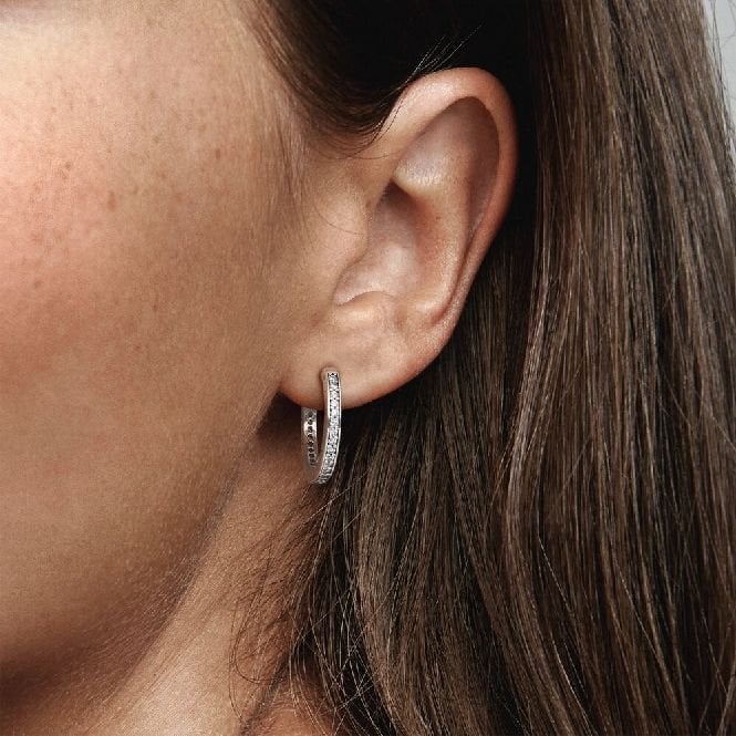 Sparkle & Logo Hoop Earrings