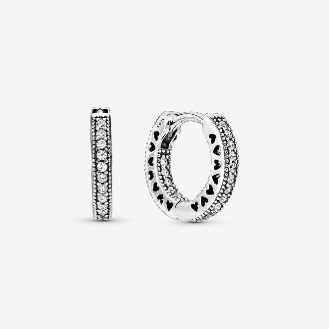 Pave Heart Hoop Earrings
