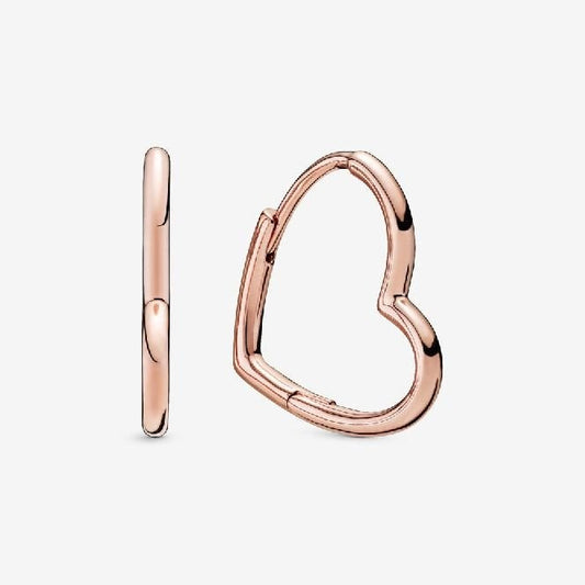 Rose Asymmetric Heart Hoop Earrings