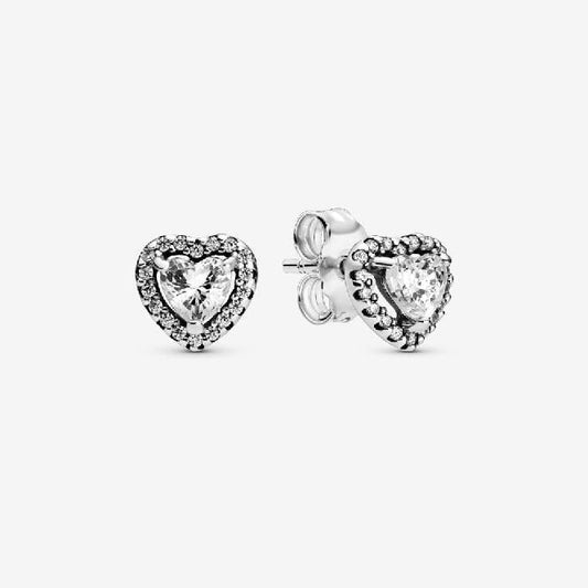 Sparkling Elevated Heart Stud Earrings