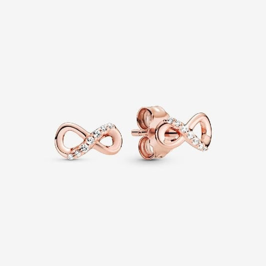Rose Sparkling Infinity Stud Earrings