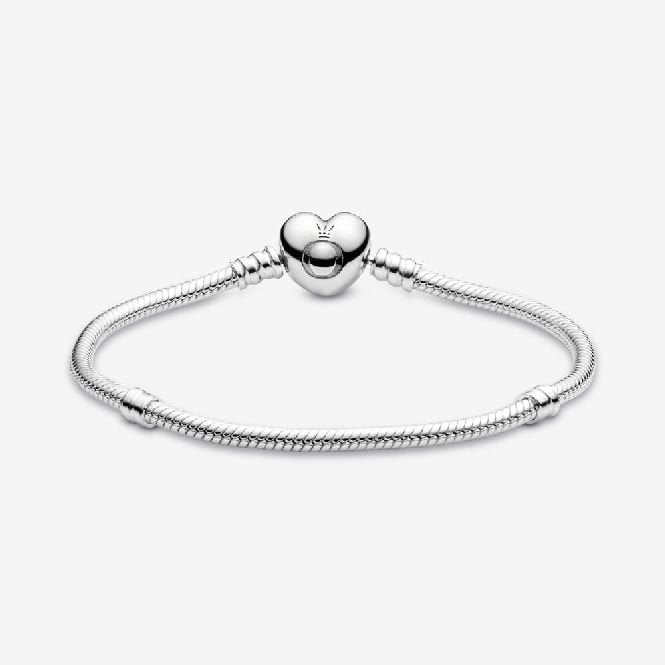 Moments Heart Clasp Snake Chain Bracelet, 16cm