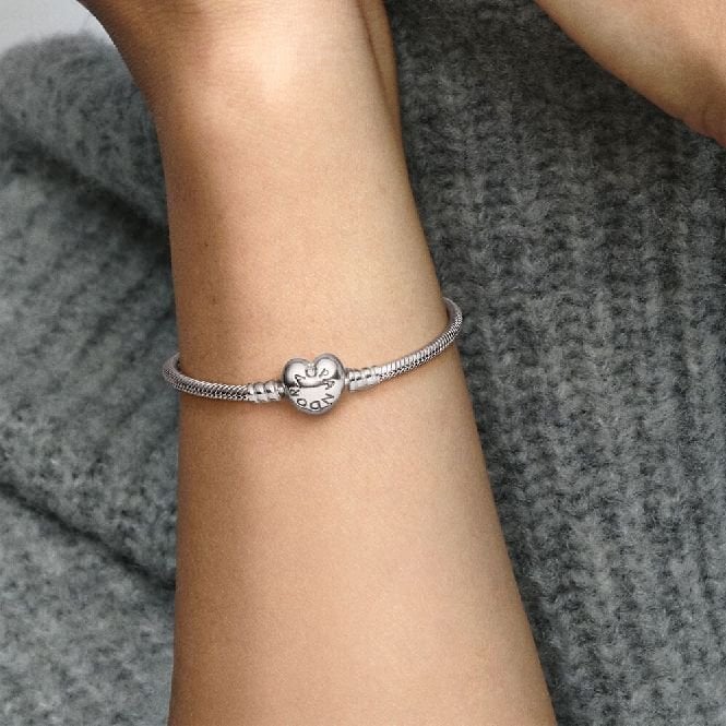 Moments Heart Clasp Snake Chain Bracelet, 16cm