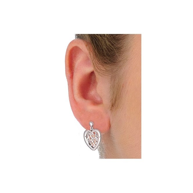 Welsh Royalty Silver Heart Stud Earrings