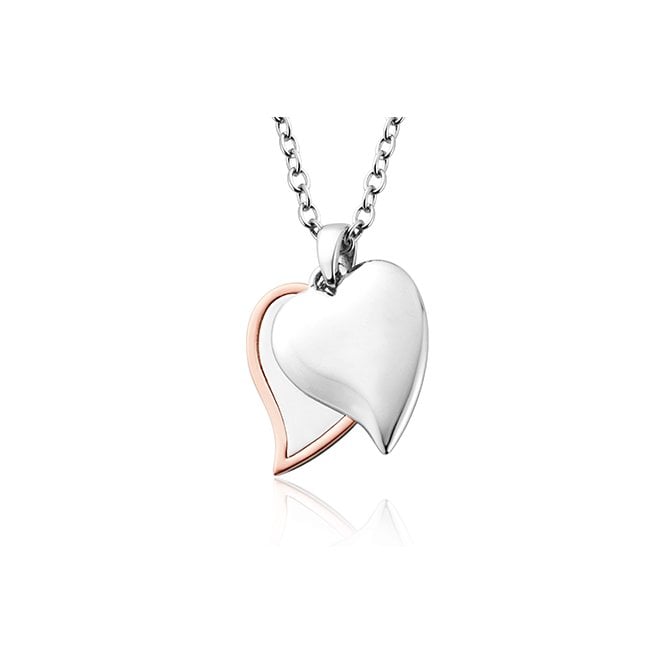 Cwtch Silver Double Heart Drop Pendant Necklace