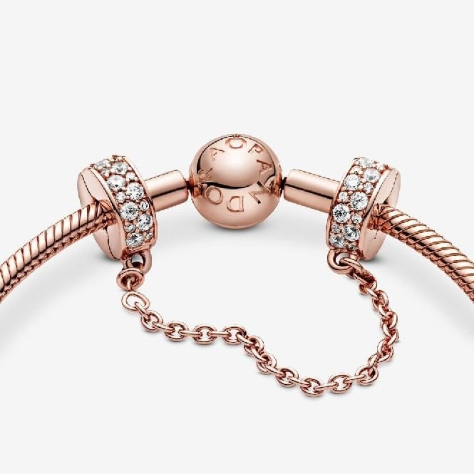 Rose Clear Pave Safety Chain Clip Charms, 5cm