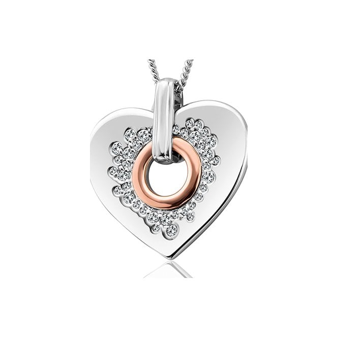 Cariad Sparkle Large Silver Heart Pendant Necklace