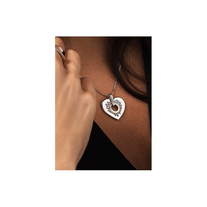 Cariad Sparkle Large Silver Heart Pendant Necklace