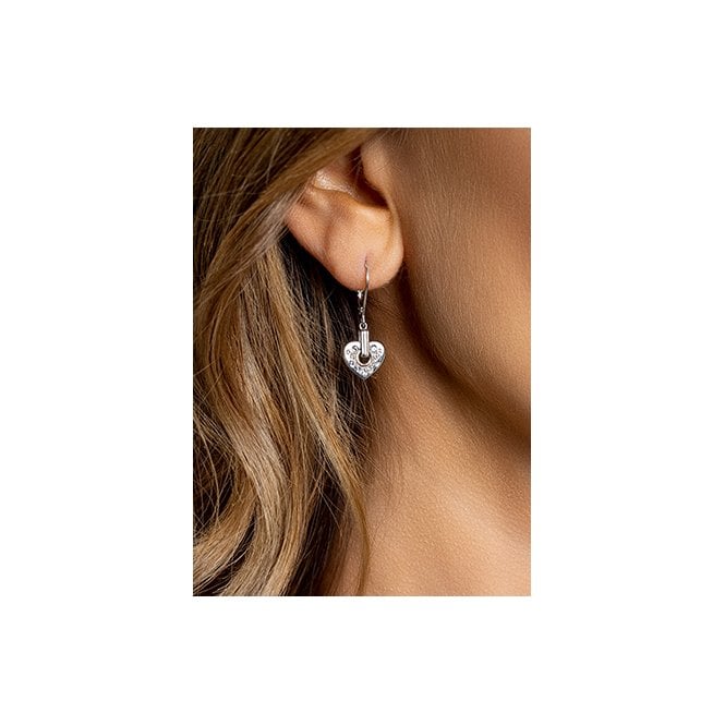 Cariad Sparkle Silver Heart Drop Earrings