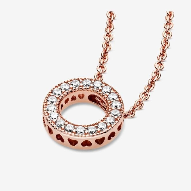 Rose Logo Pave Circle Collier Necklace, 45cm