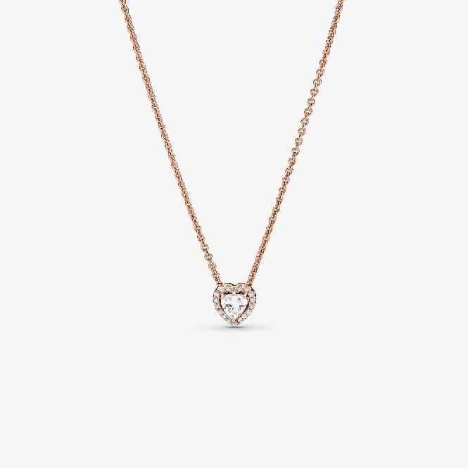 Rose Sparkling Heart Collier Necklace, 45cm