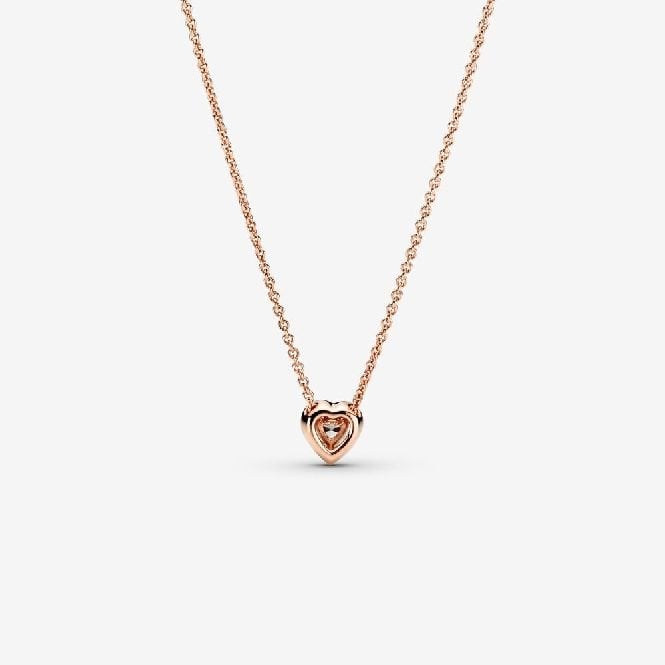 Rose Sparkling Heart Collier Necklace, 45cm