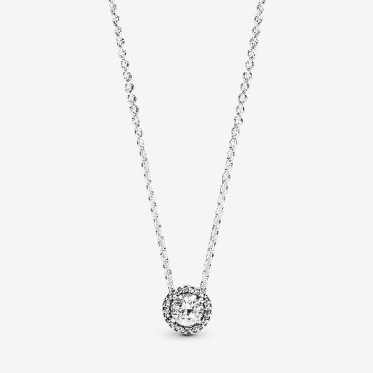 Round Sparkle Halo Necklace, 45cm