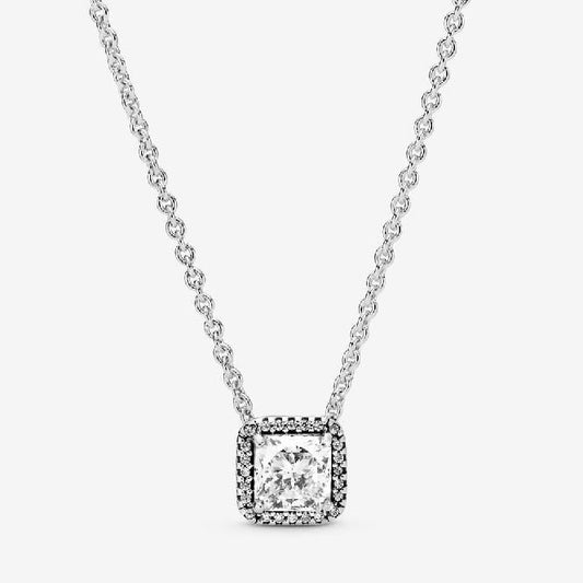 Square Sparkle Halo Necklace, 45cm
