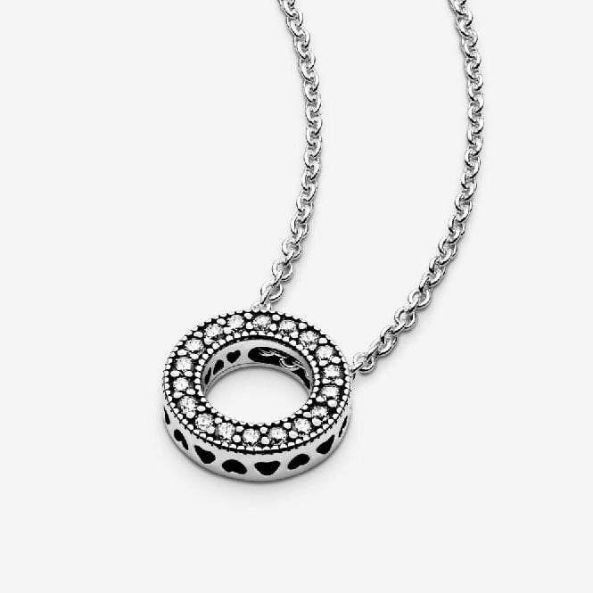 Logo Pave Circle Collier Necklace, 45cm