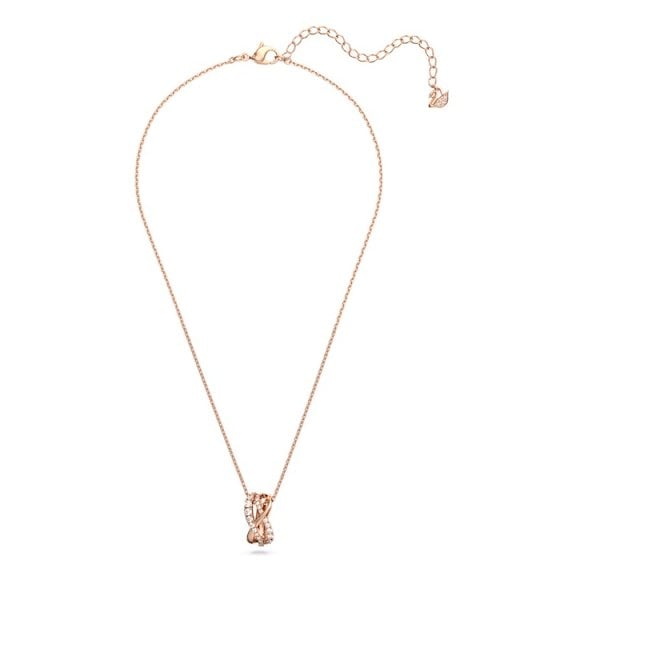 Hyperbola Pendant Necklace with White Crystal in Rose Gold