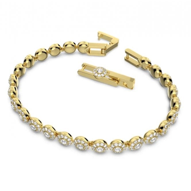 Una Angelic All-Around White Crystal Bracelet in Gold
