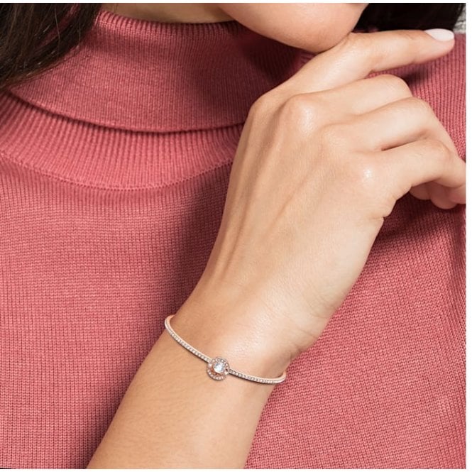 Una Dance White Crystal Bangle in Rose Gold