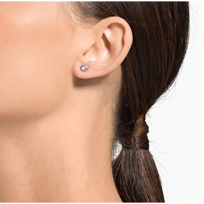 Stilla Attract White Crystal Stud Earrings in Rhodium Silver