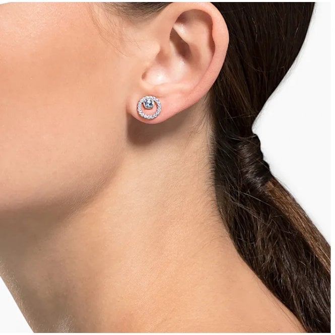 Constella Circle White Crystal Earrings in Rhodium Silver