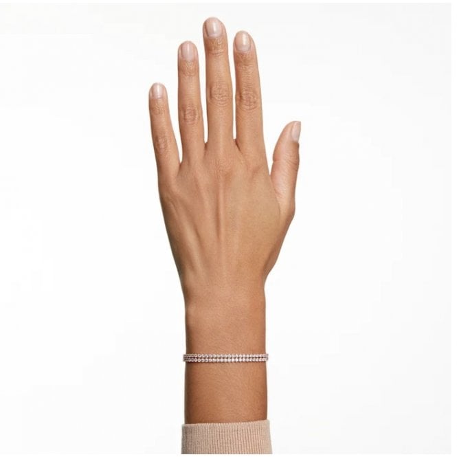 Matrix Tennis White Crystal Bracelet in Rose Gold