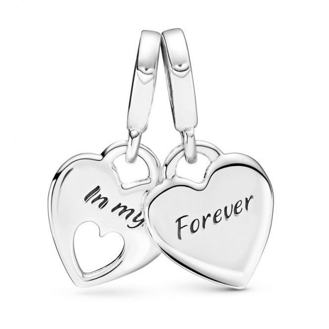 Mother & Daughter Double Heart Split Dangle Charms