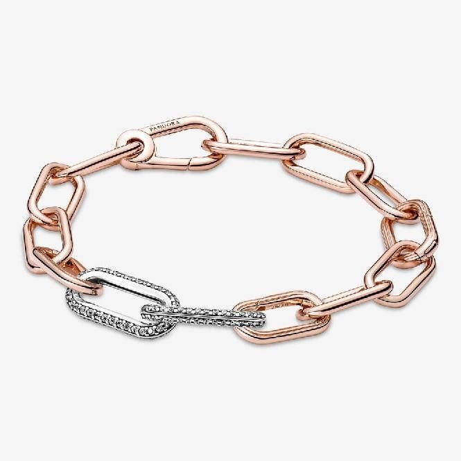 ME Styling Silver White Pave Double Chain Link