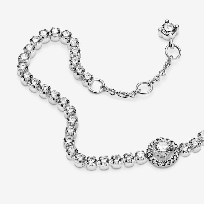 Sparkling Halo Tennis Bracelet, 16cm