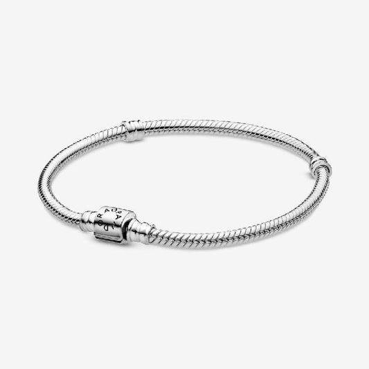 Moments Barrel Clasp Snake Chain Bracelet, 21cm