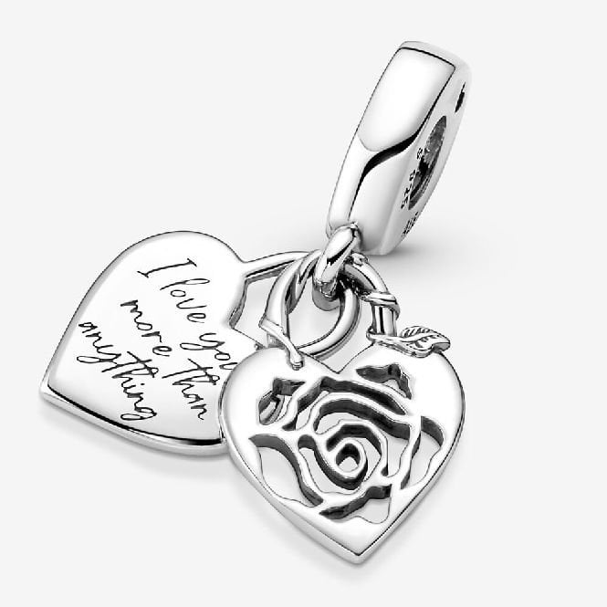 Rose Heart Padlock Dangle Charms