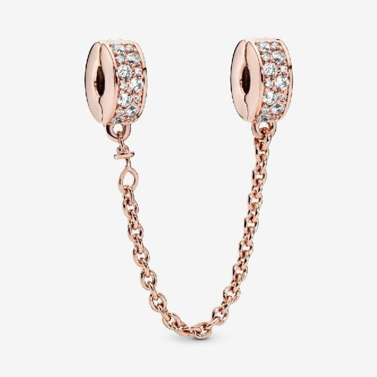 Rose Clear Pave Safety Chain Clip Charms, 5cm