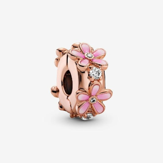 Rose Pink Daisy Spacer Clip Charms